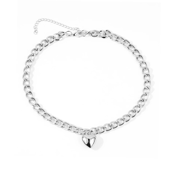 Heart pendant choker chunky chain necklace new - Picture 4 of 4